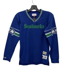 Mitchell & Ness Seattle Seahawks 1983 Blue Cotton Long Sleeve Shirt Youth Med